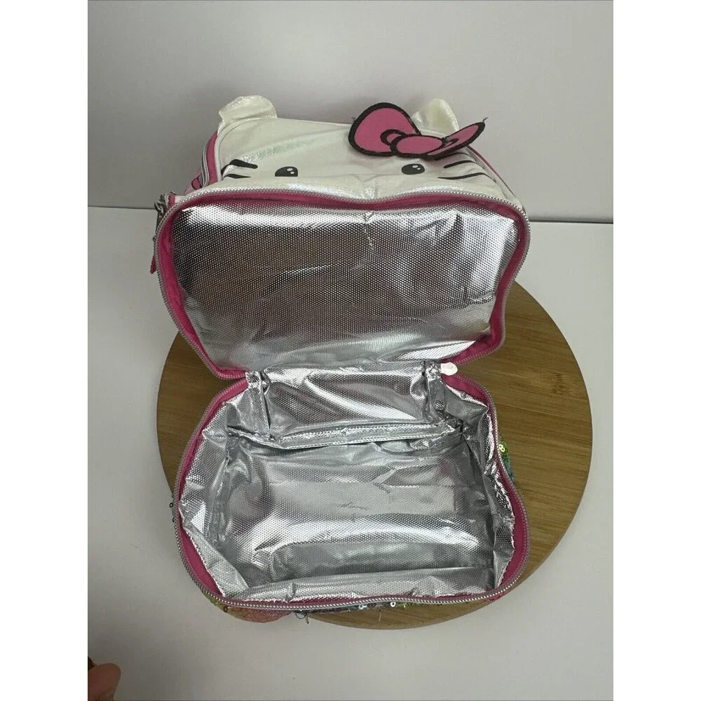 Sanrio Hello‎ Kitty Kids Lunch Box 3-D Ears and Rainbow Sequins Insulated Bag